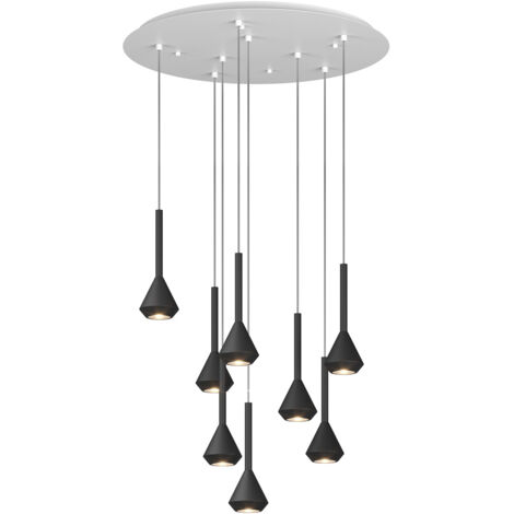 Lampadario Moderno Aygo Metallo Bianco Nero 8 Luci Gu10