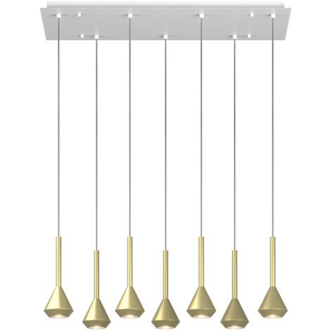 Lampadario Moderno Aygo Metallo Bianco Ottone 7 Luci Gu10