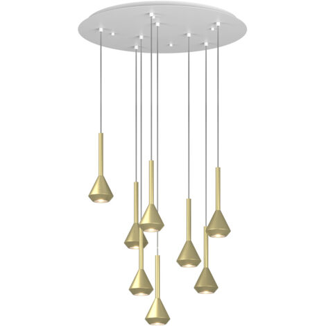 Lampadario Moderno Aygo Metallo Bianco Ottone 8 Luci Gu10