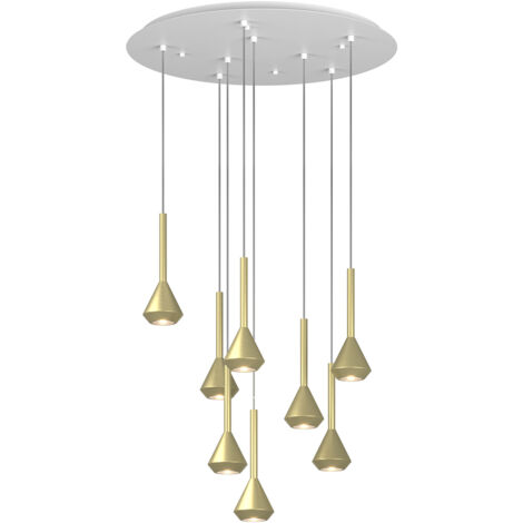 Lampadario Moderno Aygo Metallo Bianco Ottone 8 Luci Gu10