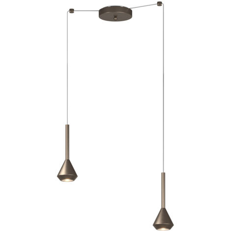 Lampadario Moderno Aygo Metallo Bronzo 2 Luci Gu10