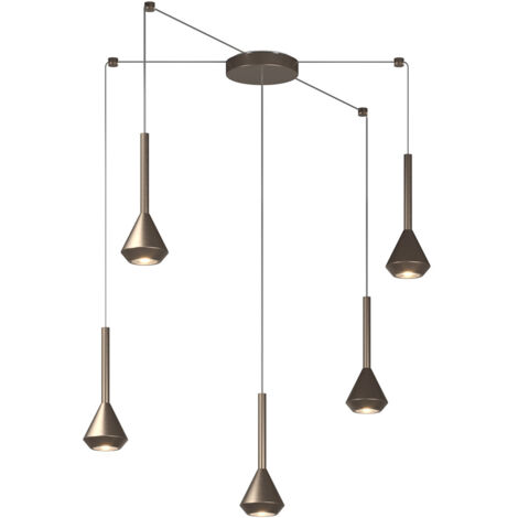 Lampadario Moderno Aygo Metallo Bronzo 5 Luci Gu10