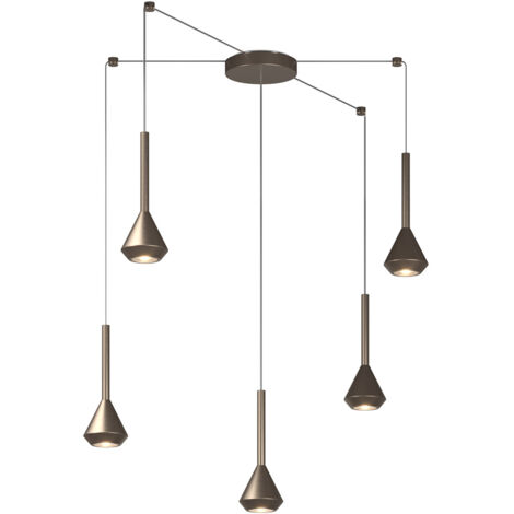 Lampadario Moderno Aygo Metallo Bronzo 5 Luci Gu10