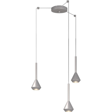 Lampadario Moderno Aygo Metallo Color Alluminio 3 Luci Gu10