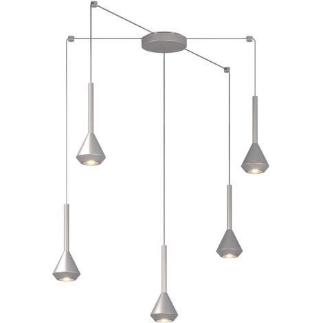 Lampadario Moderno Aygo Metallo Color Alluminio 5 Luci Gu10