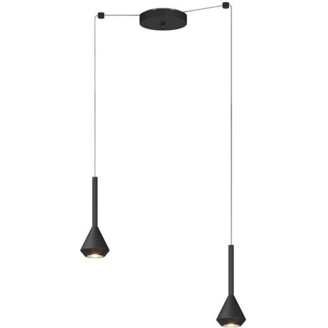 Lampadario Moderno Aygo Metallo Nero 2 Luci Gu10