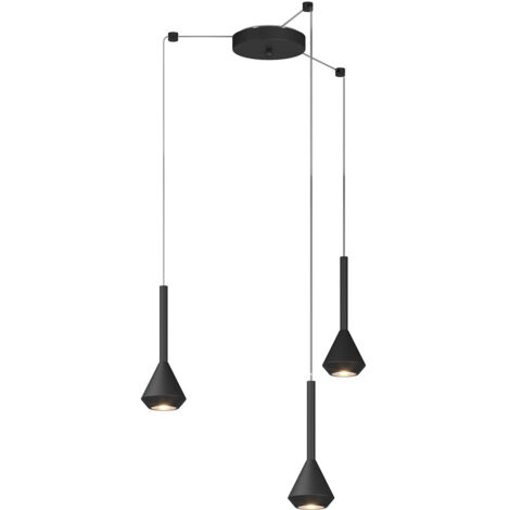 Lampadario Moderno Aygo Metallo Nero 3 Luci Gu10