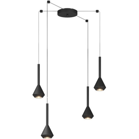 Lampadario Moderno Aygo Metallo Nero 4 Luci Gu10