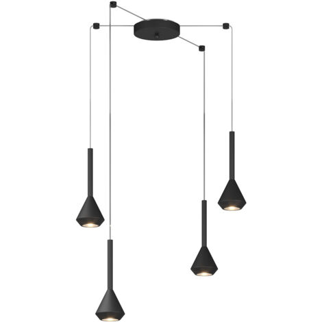 Lampadario Moderno Aygo Metallo Nero 4 Luci Gu10