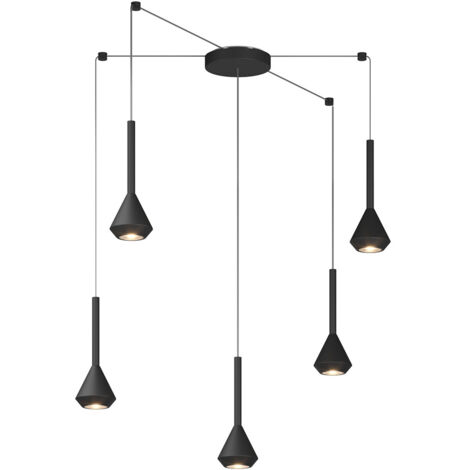 Lampadario Moderno Aygo Metallo Nero 5 Luci Gu10