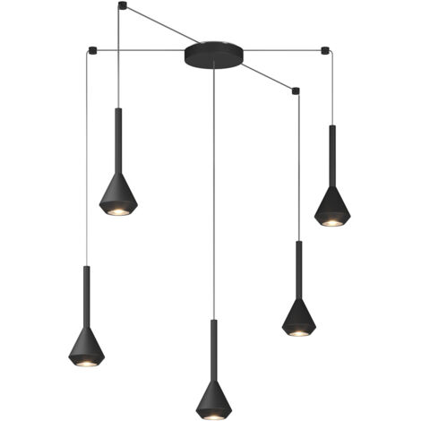 Lampadario Moderno Aygo Metallo Nero 5 Luci Gu10