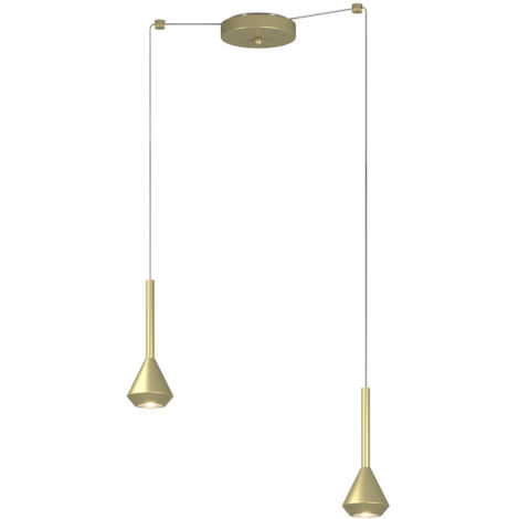 Lampadario Moderno Aygo Metallo Ottone 2 Luci Gu10
