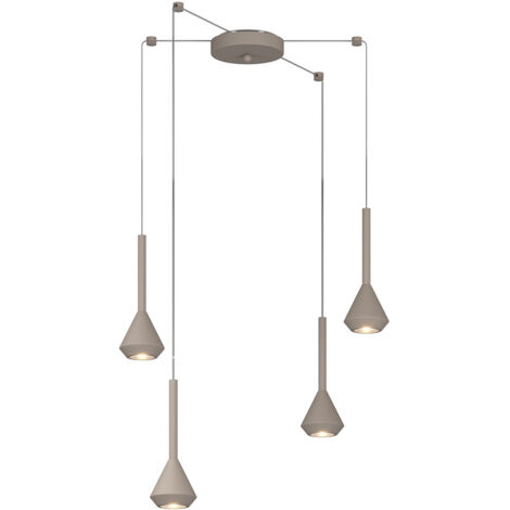 Lampadario Moderno Aygo Metallo Sabbia 4 Luci Gu10