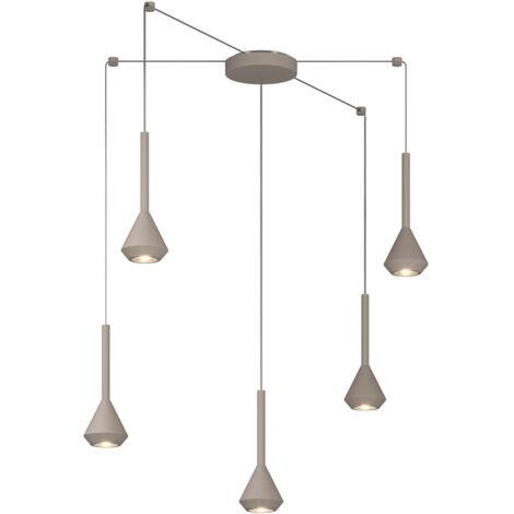 Lampadario Moderno Aygo Metallo Sabbia 5 Luci Gu10