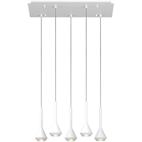 Lampadario Moderno Aygo Rettangolare Metallo Bianco 5 Luci Gu10