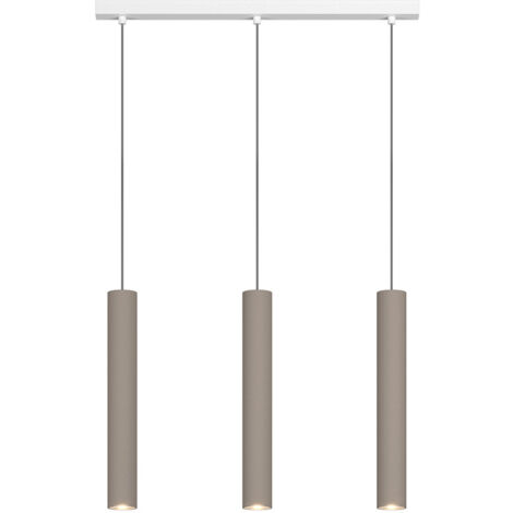 Lampadario Moderno Aygo Rettangolare Metallo Bianco E Sabbia 3 Luci Gu10