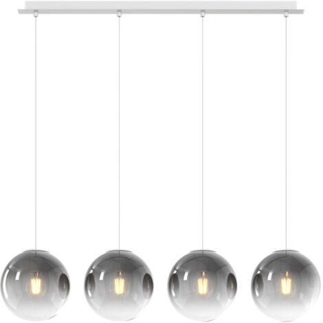 Lampadario Moderno Big Eclipse Metallo Bianco Vetro Fumè 4 Luci E27