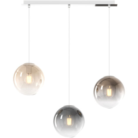 Lampadario Moderno Big Eclipse Metallo Cromo Vetro Multicolor 3 Luci E27