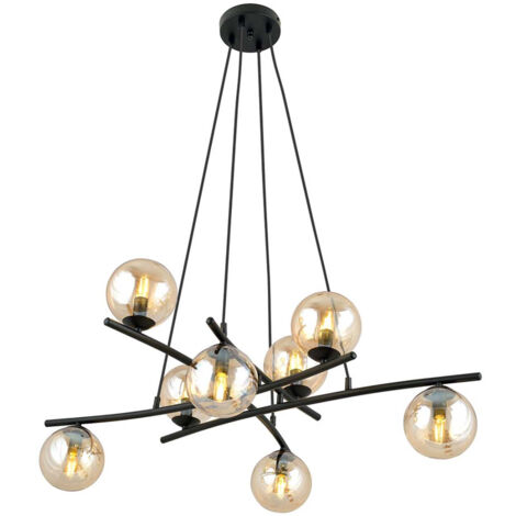 Lampadario Moderno Cadmo Acciaio Nero 8 Luci E14 Ip20