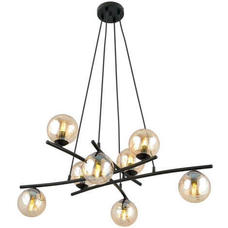 Lampadario Moderno Cadmo Acciaio Nero 8 Luci E14 Ip20