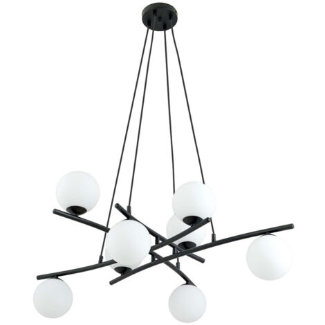 Lampadario Moderno Cadmo Acciaio Nero Bianco 8 Luci E14 Ip20