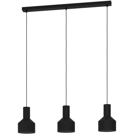 Lampadario Moderno Casibare 3 Luci Acciaio Nero