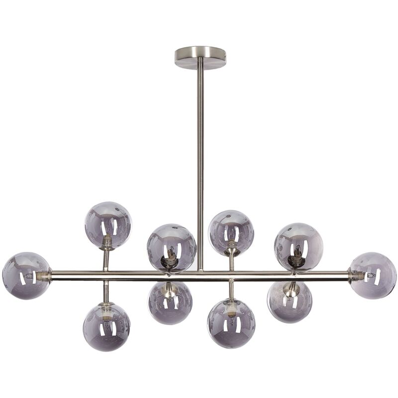 Lampadario moderno con 10 luci in acciaio color