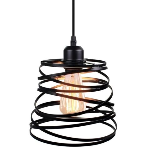 Lampadario moderno creativo, lampadario a cascata a spirale, lampada a sospensione retrò E27 (20 cm, nero)