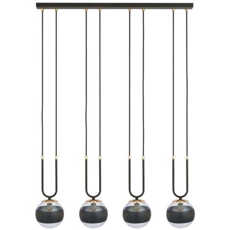 Lampadario Moderno Crio Acciaio Nero 4 Luci E14 Ip20
