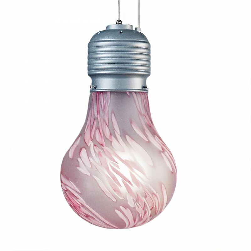 Image of Due P Illuminazione - Lampadario moderno lampadina 2250 s e27 led vetro sospensione camerette, colore rosa