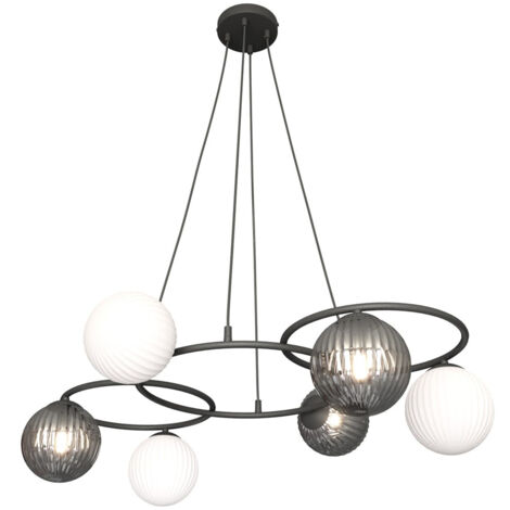 Lampadario Moderno Eolo Acciaio Nero 6 Luci E14 Ip20