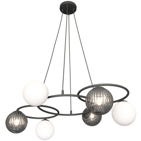 Lampadario Moderno Eolo Acciaio Nero 6 Luci E14 Ip20