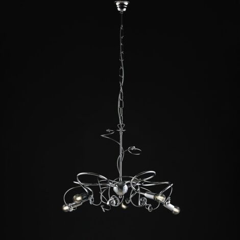 Lampadario moderno ferro cromato lucido strass in cristallo 5 luci 54xh.44 cm
