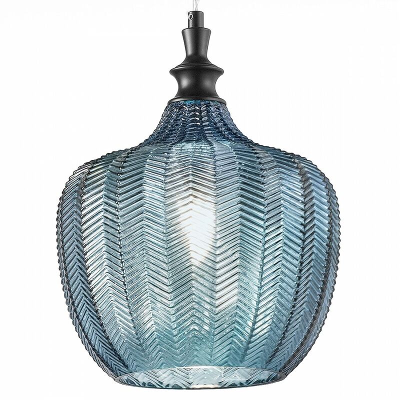 Image of Lampadario moderno gea luce cleofe s10 e27 led vetro cobalto lampada sospensione