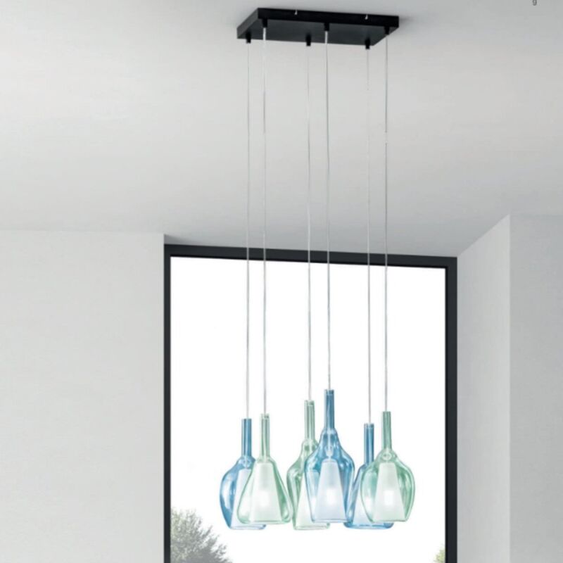 Image of Lampadario moderno gea luce ofelia mini g9 s6 led metallo vetro lampada soffitto