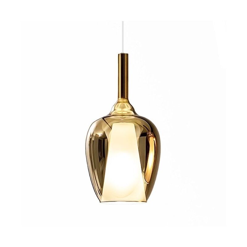 Image of Lampadario moderno gea luce ofelia mini s10 g9 led metallo vetro sospensione, vetro oro specchiato
