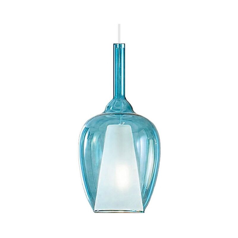 Image of Lampadario moderno gea luce ofelia mini s10 g9 led metallo vetro sospensione, vetro blu trasparente