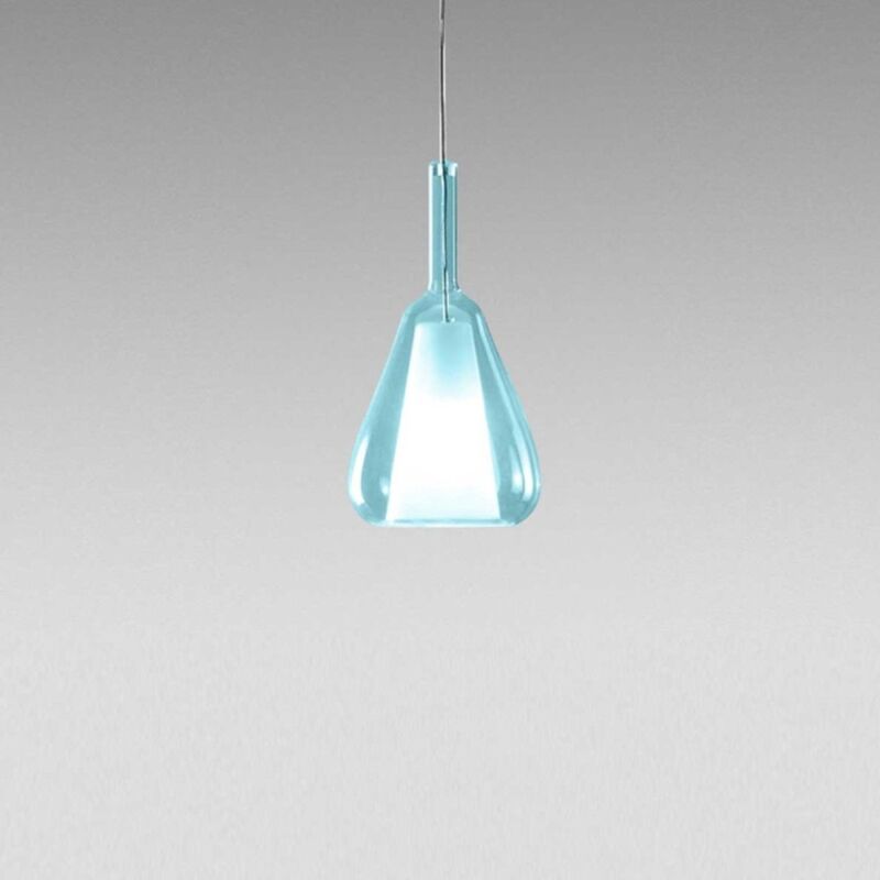 Image of Lampadario moderno gea luce ofelia mini s11 g9 led metallo vetro sospensione, vetro blu trasparente