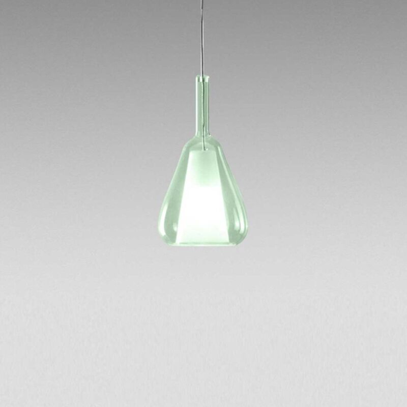Image of Lampadario moderno gea luce ofelia mini s11 g9 led metallo vetro sospensione, vetro verde trasparente