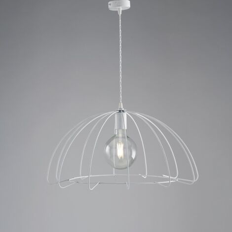 Lampadario moderno in ferro urban industrial bianco cm 55
