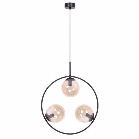 Lampadario moderno Kaja VENTA 3 luci vetro ambra nero