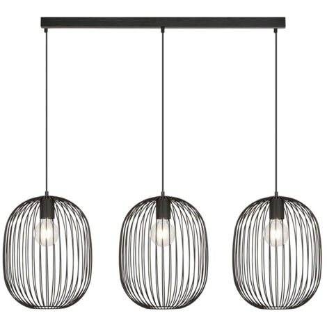 Lampadario Moderno Lugh Acciaio Nero 3 Luci E27 Ip20