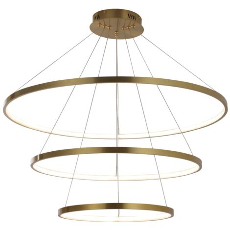 Lampadario moderno oro 3 anelli LED 60W 4000K Ø80cm