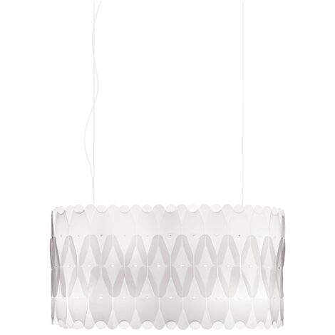 Lampadario Moderno Ovale Amanda Polilux ® Bianco E Metallo Cromo 3 Luci E27