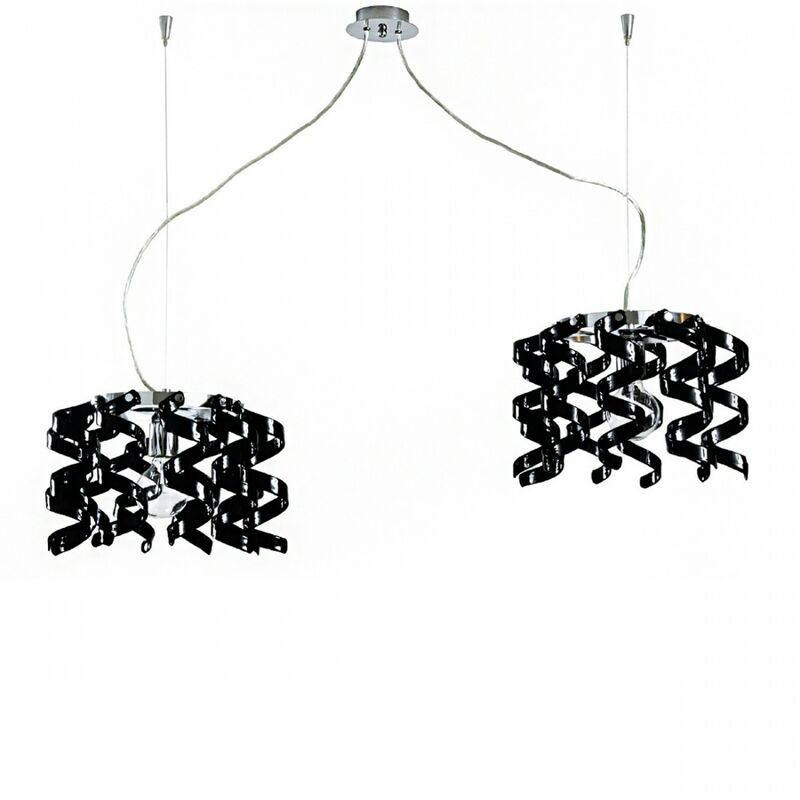 Image of Lampadario moderno padana lampadari marilyn 271 2 e27 led vetro sospensione, colore nero