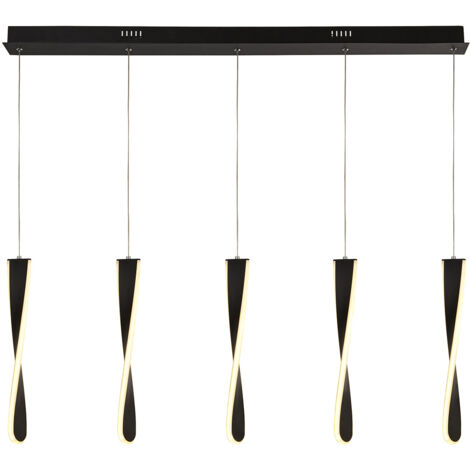 Lampadario Moderno Pagaia Acciaio Cromo Silicone Nero 5 Led 48W