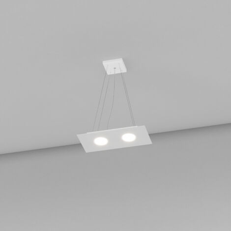 Lampadario Moderno Rettangolare Area Metallo Bianco 2 Luci Gx53
