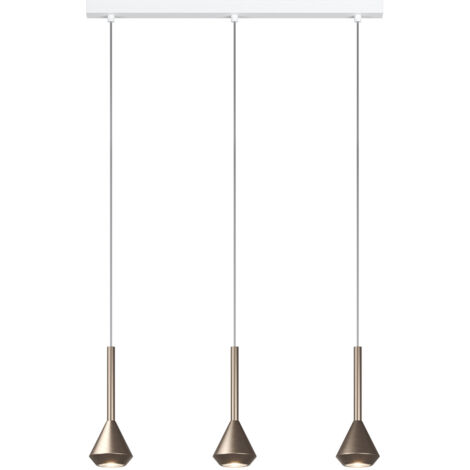 Lampadario Moderno Rettangolare Aygo Metallo Bianco E Bronzo 3 Luci Gu10