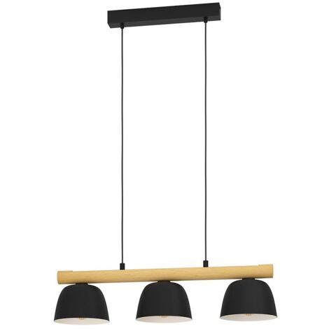 Lampadario Moderno Sherburn 3 Luci Metallo Nero E Marrone