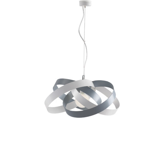 Lampadario moderno sospensione in ferro Bianco e Grigio una luce cm 54x h25